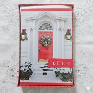 Greeting Cards 16 Pack Friends Family Merry Christmas Wreath Home Gold Holiday